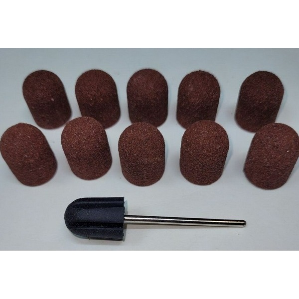Набір ковпачків для педикюру 120 grit+Основа під ковпачок наждачний педикюрний діаметр 13 мм - 10 шт