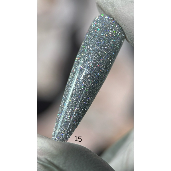 Saga Fiery Gel №15 (срібний, світловідбиваючий) 9 мл