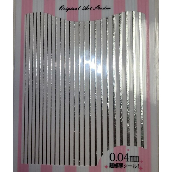 Nail Decals Наклейка на нігті полоски срібло A-09