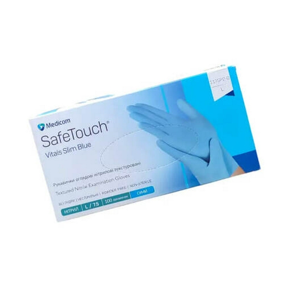 Medicom Рукавички НІТРИЛОВІ медичні оглядові текстуровані L блакитні