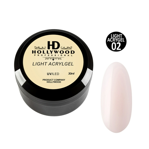 Рідкий акрил Light Acrygel 02 Молочно-рожевий HD Hollywood 30 мл