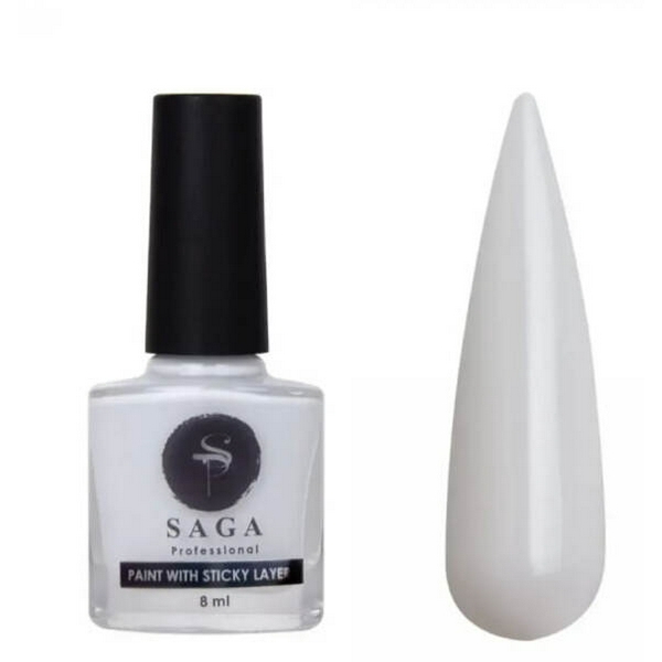 SAGA professional лак фарба для стемпінгу з липким шаром біла