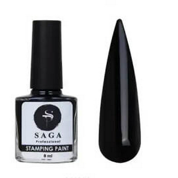 SAGA professional лак фарба для стемпінгу з липким шаром чорна