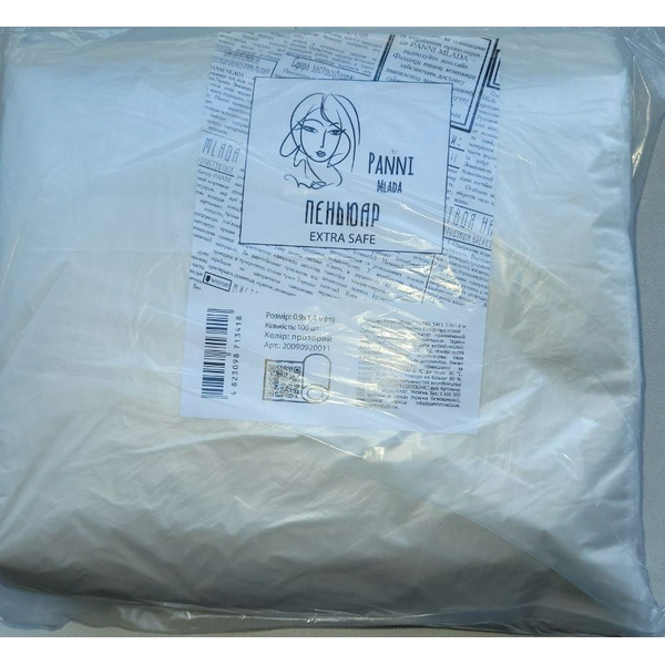 Пеньюар Panni Mlada EXTRA SAFE 0,9/1,4 м (100 шт/пач) з поліетилену Колір: прозорий