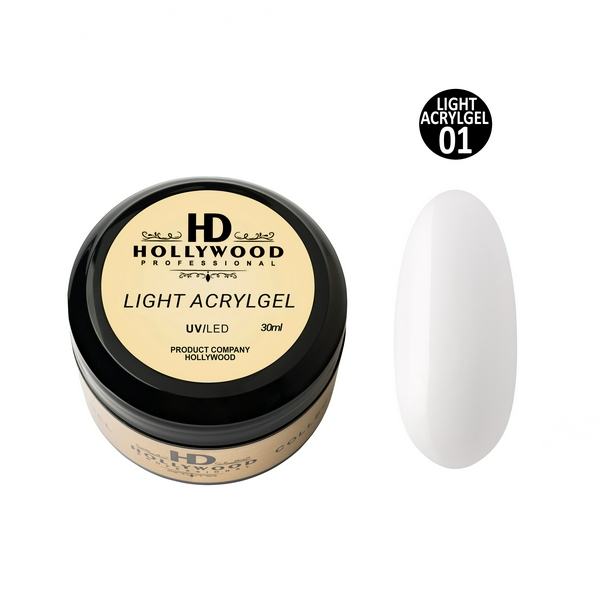 Рідкий акрил Light Acrygel 01 HD Hollywood Холодний білий 30 мл