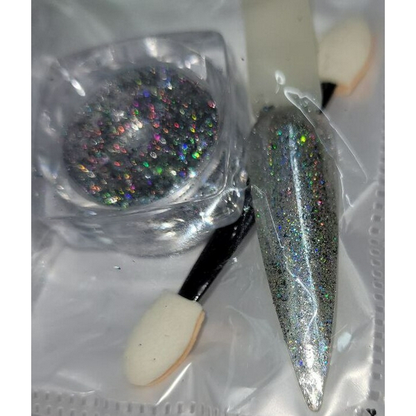 Nail Art Втирка для нігтів Пластівці Юкі Призма срібло