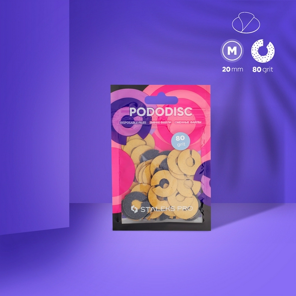 Сталекс Змінні файли-кільця для педикюрного диска  PODODISC STALEKS PRO М 80 грит (50 шт)