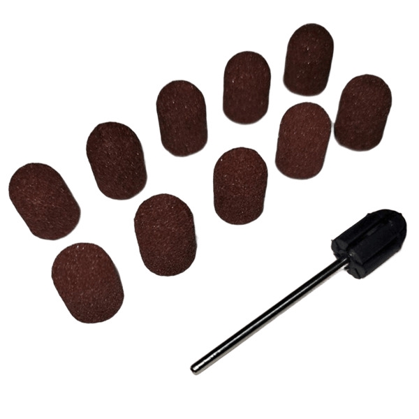 Набір ковпачків для педикюру 80grit+Основа під ковпачок діаметр 10мм - 10 шт