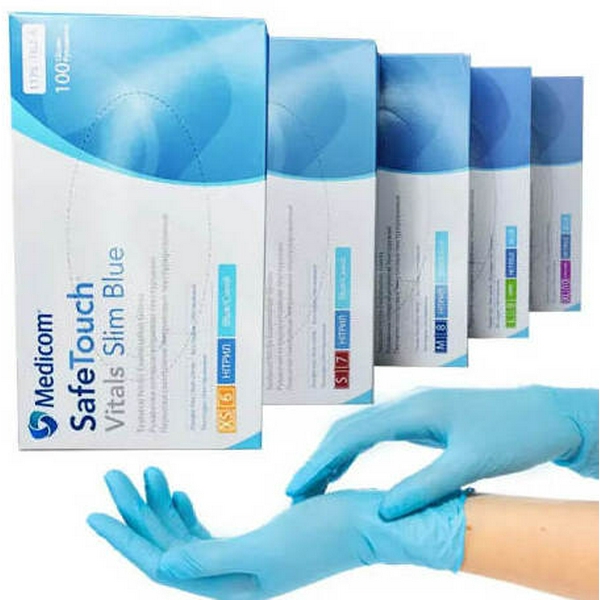 Medicom Рукавички НІТРИЛОВІ медичні оглядові текстуровані XL блакитні