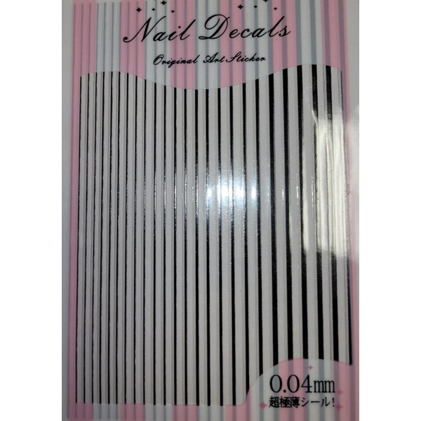 Nail Decals Наклейка на нігті полоски чорні A-09